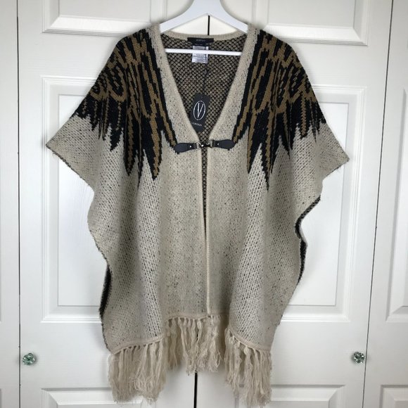 Vertigo Print Fringe Cardigan Open Front Eagle Eye - Picture 4 of 15